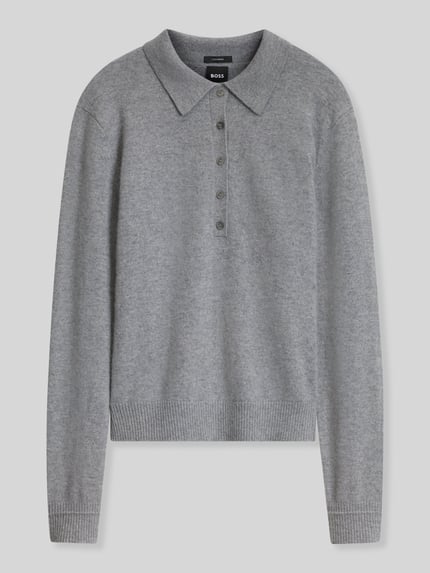 BOSS Pullover aus Kaschmir mit Polokragen Hellgrau 2