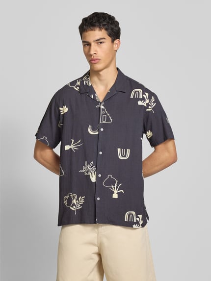JACK & JONES Regular fit vrijetijdsoverhemd met resortkraag, model 'LUKE' Antraciet - 4
