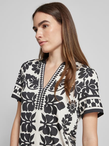 Oui Knielanges Kleid mit Tunikakragen BLACK 3