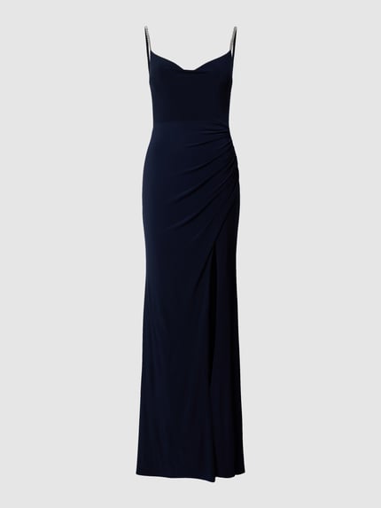 LUXUAR FASHION Abendkleid in Wasserfalloptik Marine 2