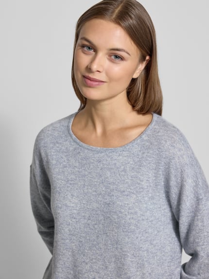 Fynch-Hatton Strickpullover aus reinem Kaschmir mit Rundhalsausschnitt Hellgrau Melange 3