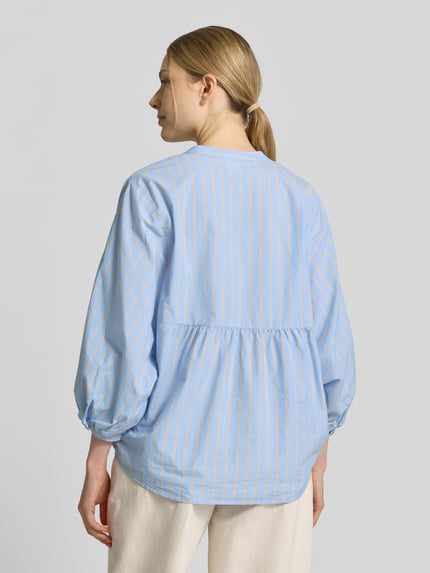 Emily Van den Bergh Regular Fit Bluse mit V-Ausschnitt und 3/4-Arm Hellblau 5