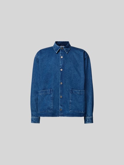 Produktfoto, vrijetijdsoverhemd in denimlook van puur katoen, relaxed fit, opgestikte zakken, knoopsluiting van WON HUNDRED