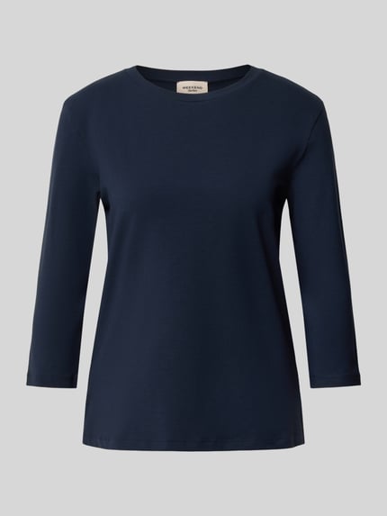Produktfoto, dunkelblaues Regular Fit 3/4-Shirt aus Baumwoll-Mix Modell 'MULTIA' von Max Mara Weekend Max Mara, glatte Struktur.