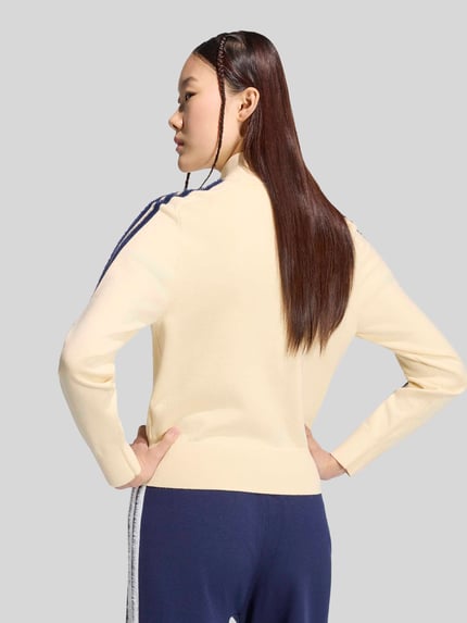 adidas Originals Regular Fit Strickjacke aus Viskose-Mix Ecru 4