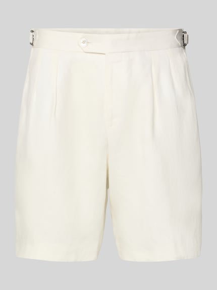 BOSS Tapered Fit Shorts aus reinem Leinen Modell 'PERIN' Weiss 2