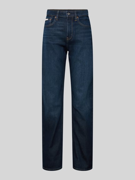 Calvin Klein Jeans High Rise Straight Fit Jeans mit Label-Detail Dunkelblau 2