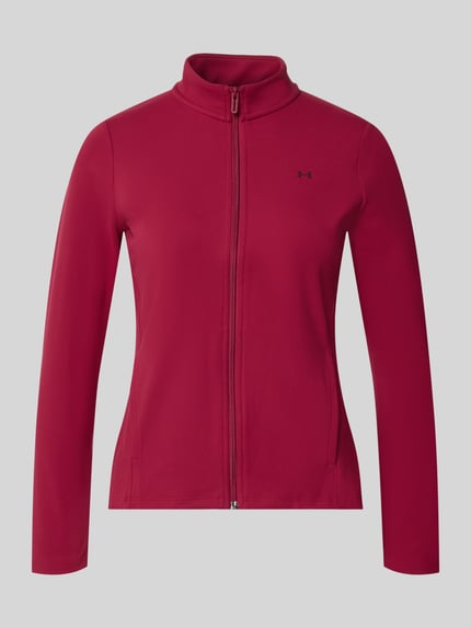 Produktfoto, Slim Fit Trainingsjacke mit Logo-Print von Under Armour in Rot mit glatter Oberfläche und dezentem Logo auf der Brust