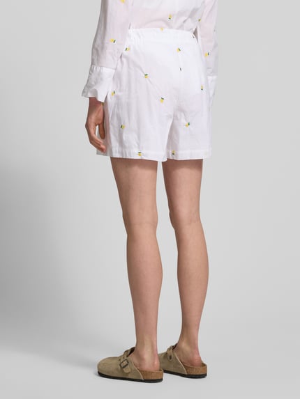 ONLY Relaxed fit korte broek van zuiver katoen met borduursel, model 'GRACE' Wit - 5