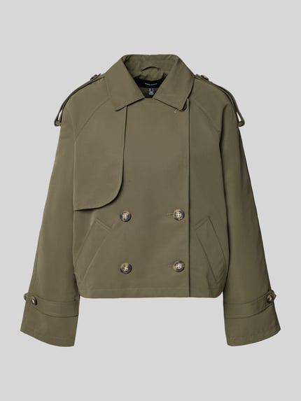 VERO MODA Boxy Fit Trenchcoat mit doppelreihiger Knopfleiste Modell 'CHLOE' Khaki 2