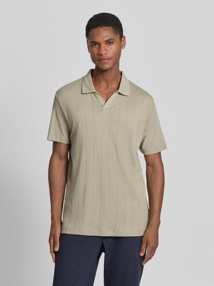 Lindbergh Regular Fit Poloshirt in Jaquard-Strick Oliv 4