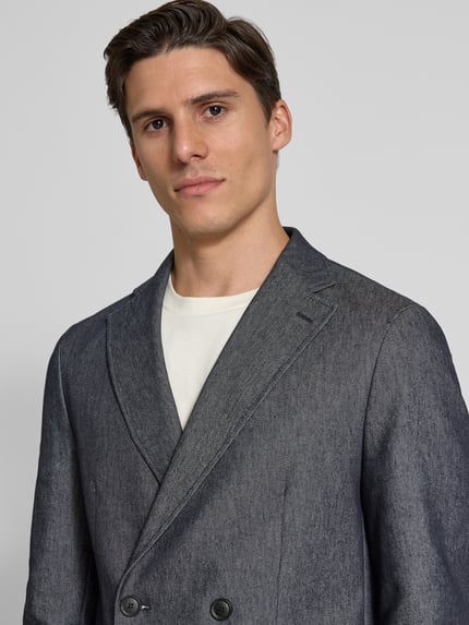 BOSS Marynarka na dwa guziki o kroju slim fit z mieszanki bawełny model ‘HANRY’ Granatowy 3