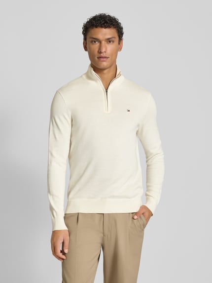 Tommy Hilfiger Regular Fit Troyer aus reiner Baumwolle Ecru 4