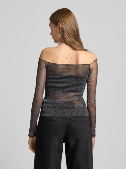 Gina Tricot Shirt met lange mouwen en boothals, model 'Ballerina' Zwart - 5