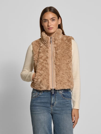 monari Gilet van imitatiebont met tweewegsritssluiting Lichtbruin - 4