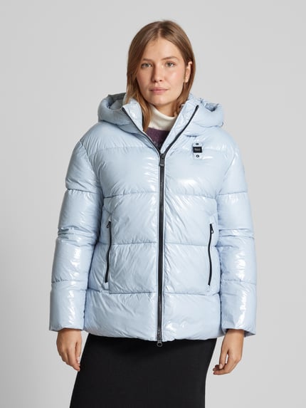Blauer USA Steppjacke mit Label-Detail Hellblau 4