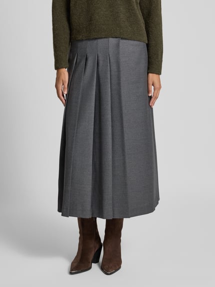 Weekend Max Mara Ausgestellter Wickelrock aus Schurwoll-Mix Modell 'FASTOSO' Mittelgrau Melange 4
