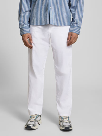 JACK & JONES Spodnie z mieszanka bawełny i lnu model 'KANE' Biały 4