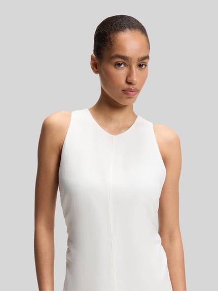 BOSS Orange A-Linien Midikleid aus Leinen-Viskose-Mix Modell 'DELINNA' Offwhite 3