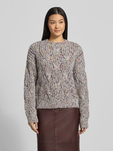YAS Strickpullover mit Rundhalsausschnitt Modell 'Confetti' Hellgrau 4