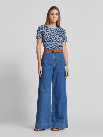 Tom Tailor Denim T-shirt o kroju comfort fit z czystej bawełny ze wzorem na całej powierzchni Ciemnoniebieski 1