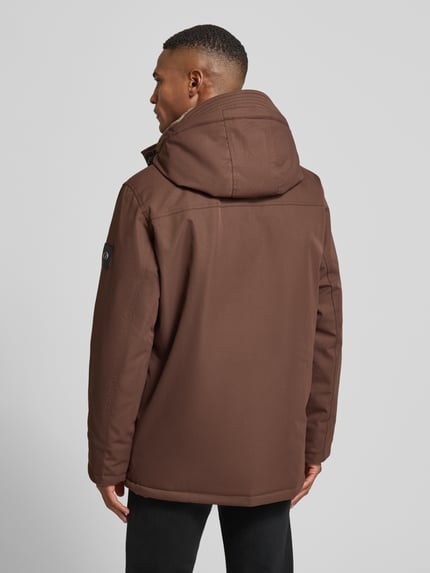 Tom Tailor Regular fit parka met voering van capuchon van imitatiebont Middenbruin - 5