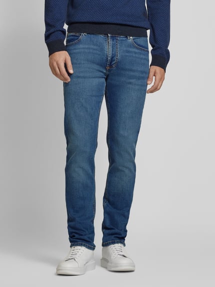 Christian Berg Men regular fit jeans met merkdetail Donkerblauw gemêleerd - 4