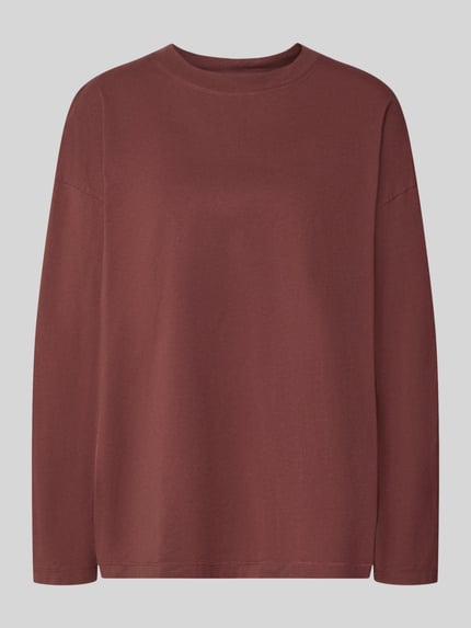 Produktfoto, Relaxed Fit Langarmshirt aus Baumwolle von American Vintage, Dames, katoen, ronde hals, geribde bies, trendy rood, maat XS/S ruglengte 64 cm