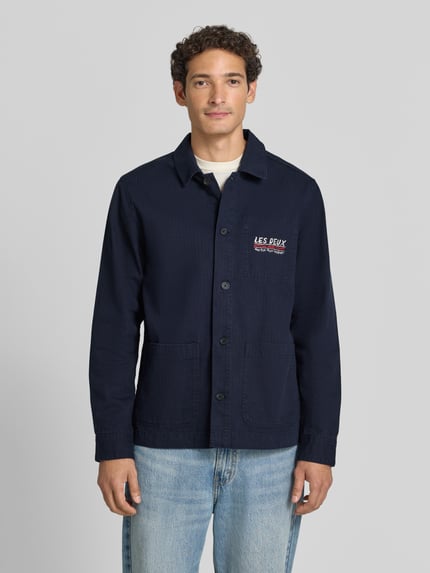 Les Deux Regular Fit Hemdjacke aus reiner Baumwolle Dunkelblau 4
