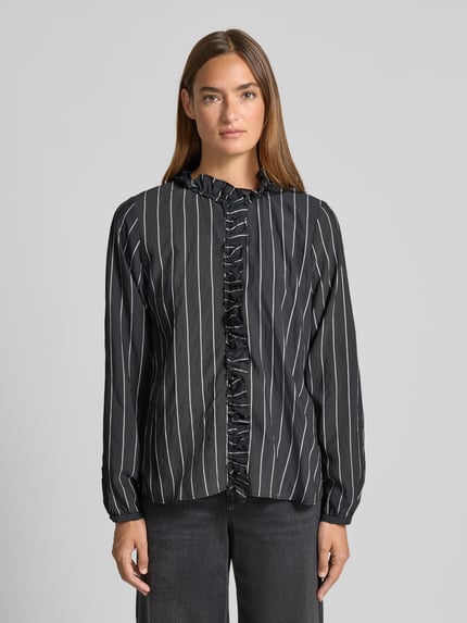 MOS MOSH Blouse van viscosemix met ruches, model 'Billy' Donkergrijs - 4