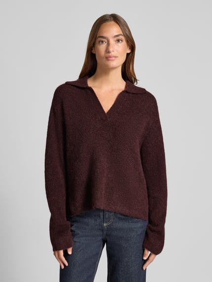 MOS MOSH Strickpullover aus Woll-Alpaka-Mix Modell 'Thora Aidy' Bordeaux 4