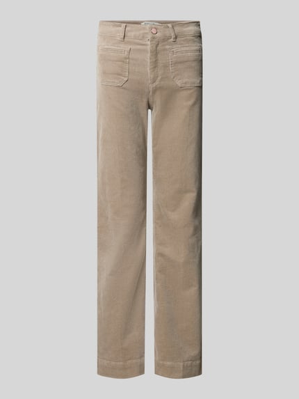 Produktfoto, Cordhose mit aufgesetzten Leistentaschen von Christian Berg Woman aus beigem Baumwoll-Mix mit Wide Fit und sichtbarer Struktur