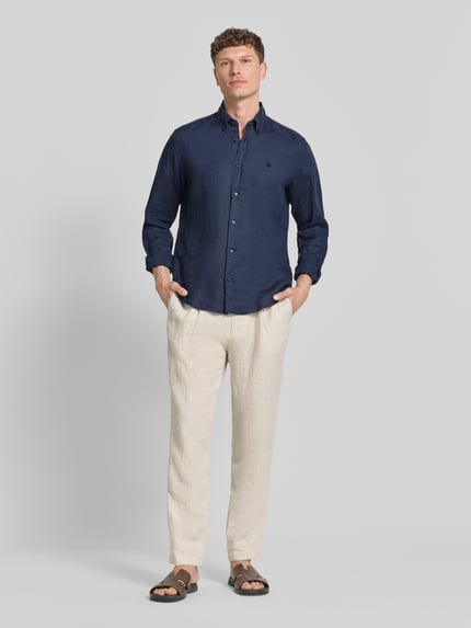 BOSS Regular Fit Freizeithemd aus reinem Leinen Modell 'LIAM' Marine 1