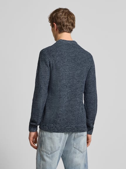 JACK & JONES Gebreide pullover met ribboorden, model 'LINK' Donkerblauw gemêleerd - 5