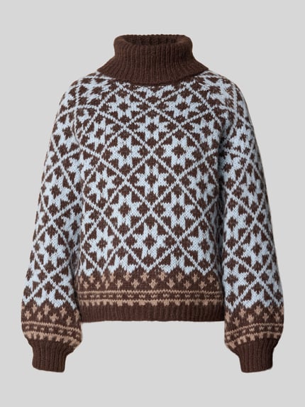 ONLY Rollkragenpullover mit Ballonärmeln Dunkelbraun 1