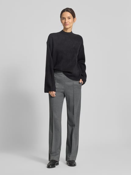 MAC Wide Leg Hose mit elastischem Bund Modell 'Chiara' Mittelgrau Melange 1