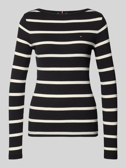 Tommy Hilfiger Bluzka z długim rękawem o kroju slim fit z Mieszanka wiskozy Czarny 2