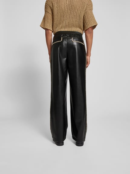 Nanushka Loose fit kunstleren broek met elastische band Zwart - 5