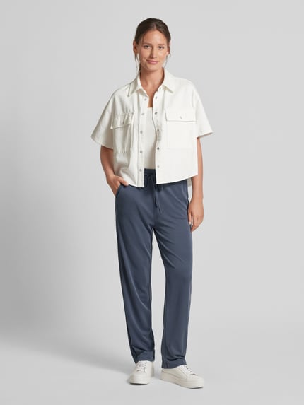 mbyM Straight leg stoffen broek met steekzakken, model 'Berin' Donkerblauw - 1