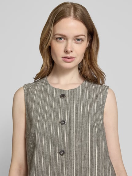 MOS MOSH Gilet met doorknoopsluiting, model 'Eriin Thelma' Middenbruin - 3