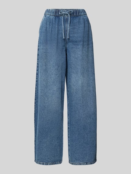 Produktfoto, Wide Leg Jeans aus Baumwoll-Viskose-Mix Modell 'VALERIA' von Vero Moda, denim, krój wide leg, kieszenie boczne, ściągacz w talii