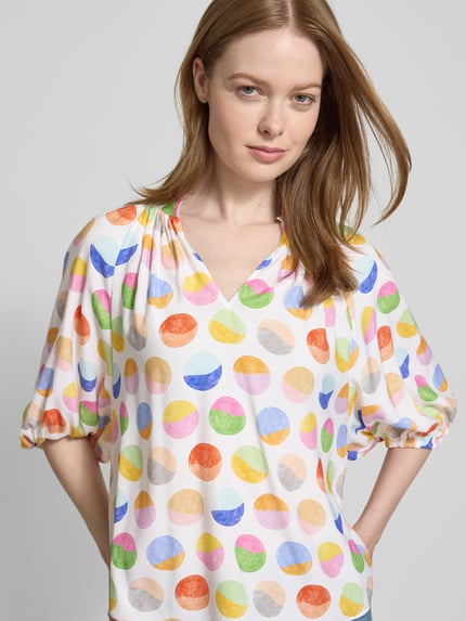 HERZENS Loose fit blouseshirt van zijdemix Offwhite - 3
