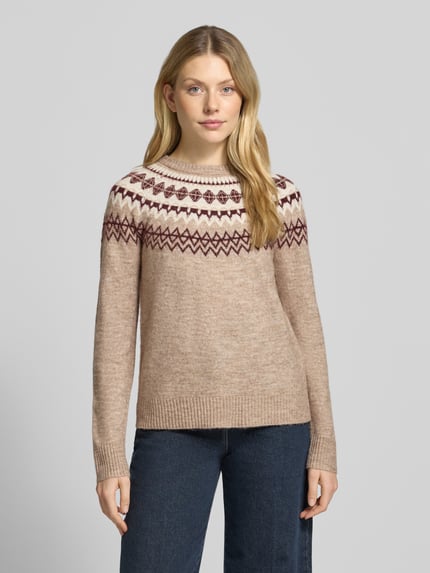 VERO MODA Pullover mit kontrastreichem Rundhalsabschluss Sand 4