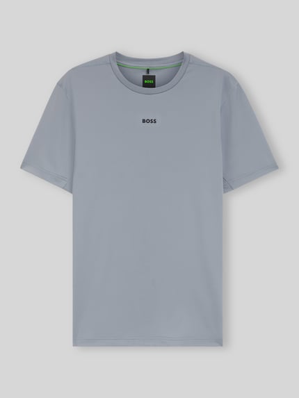 BOSS Green Slim Fit Sport-T-Shirt mit Label-Print Modell 'TS_Active' Rauchblau 2