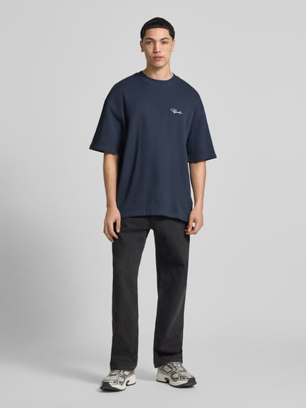 PEGADOR Oversized T-Shirt mit Strukturmuster Dunkelblau 1
