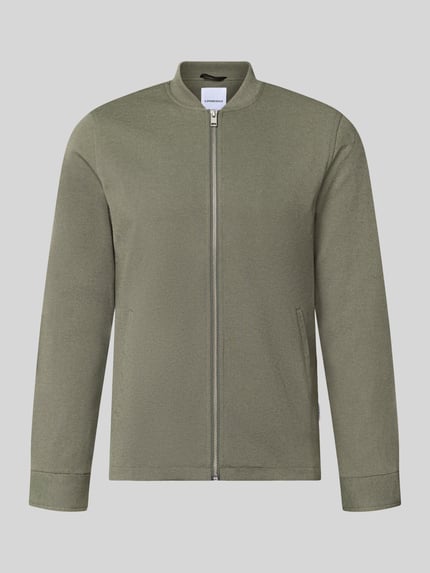 Produktfoto, Slim Fit Sweatjacke mit Stehkragen von Lindbergh, Mieszanka materiałów z dodatkiem streczu, zamek błyskawiczny, wpuszczane kieszenie