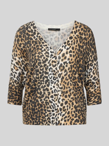 Oui Regular Fit Strickjacke mit Woll-Anteil und 3/4-Arm Camel 2