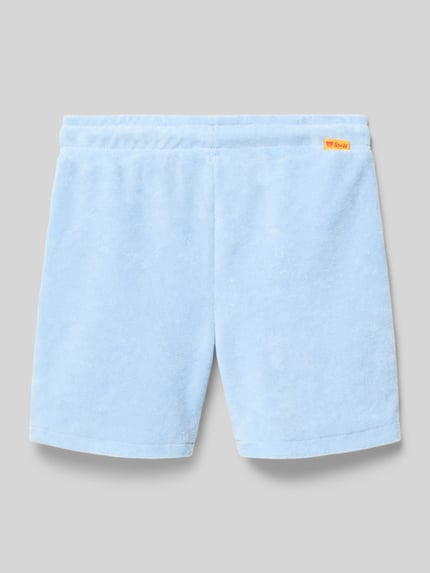Produktfoto, Shorts mit Label-Stitching von Steiff in Hellblau aus Baumwoll-Mix, Regular-Fit, elastischer Bund, Tunnelzug, für kinder.