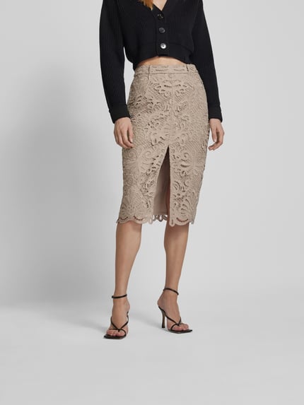 Self-Portrait Midirok met loopsplit Taupe - 4