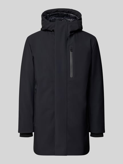 Produktfoto, Regular Fit Parka mit Stehkragen Modell 'FLEX CROSS PARKA' von Strellson, Herren Parka, dunkel, glatte Oberfläche, dezente Details